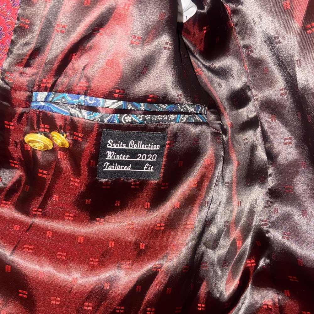 Men's Red Patterned Prince Jacket - image 3